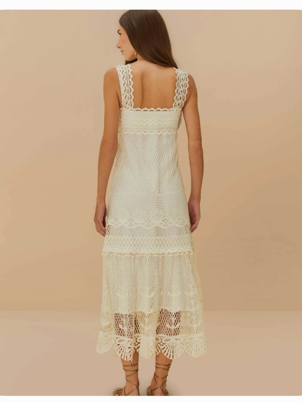 Cream Lace Button-Front Women's Dress - Picture 10 of 13
